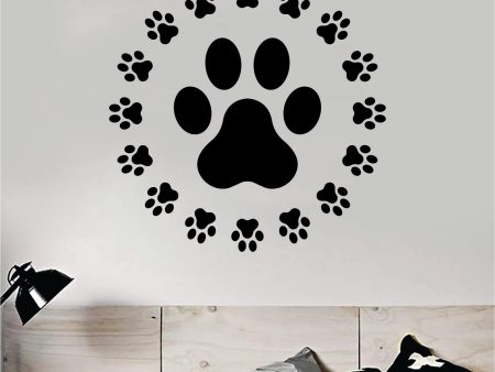 Dog Paw Circle Decal Sticker Wall Vinyl Art Home Room Home Decor Animal Pet Vet Teen Adopt Rescue Puppy Doggy Cute Love Supply