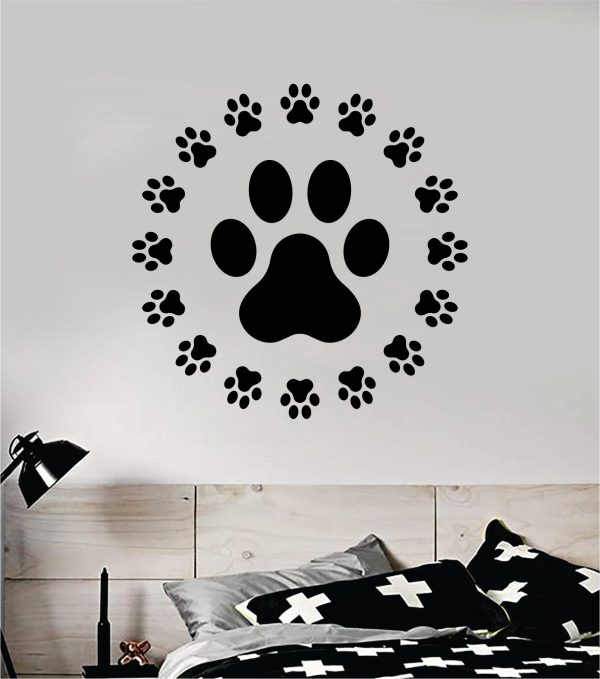 Dog Paw Circle Decal Sticker Wall Vinyl Art Home Room Home Decor Animal Pet Vet Teen Adopt Rescue Puppy Doggy Cute Love Supply