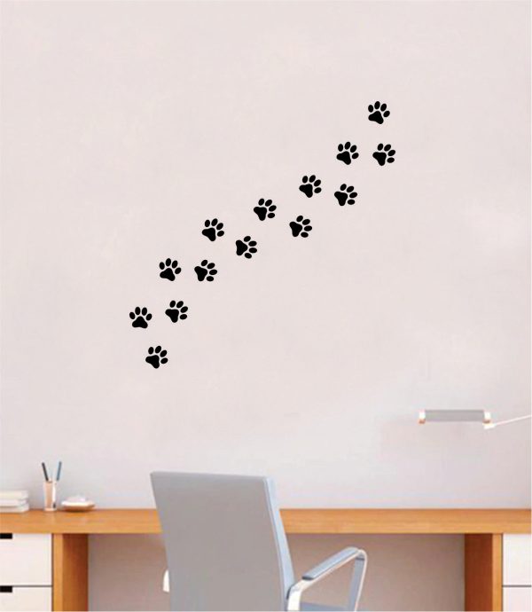 Dog Paw Prints Quote Wall Decal Sticker Bedroom Home Room Art Vinyl Inspirational Decor Cute Animals Puppy Pet Vet Rescue Adopt Foster Girls Hot on Sale