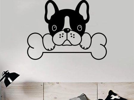 French Bulldog Bone Dog Decal Sticker Wall Vinyl Art Home Room Home Decor Animal Pet Vet Teen Adopt Rescue Puppy Doggy Cute Love For Discount