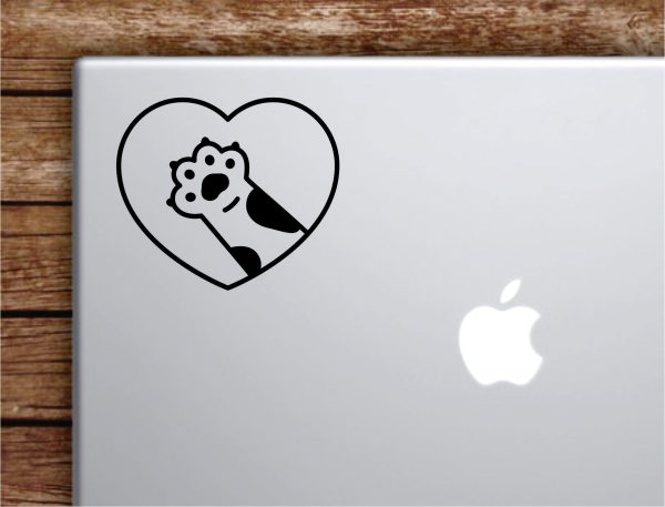 Cat Paw Heart V2 Laptop Wall Decal Sticker Vinyl Art Quote Macbook Apple Decor Car Window Truck Kids Baby Teen Inspirational Girls Animals Kitten Cute Cheap