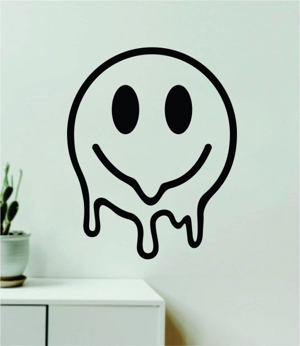 Smiley Face Melting Wall Decal Sticker Quote Wall Vinyl Art Bedroom Home Decor Girls Trippy Funny Cute Good Vibes Aesthetic Trendy Online Hot Sale