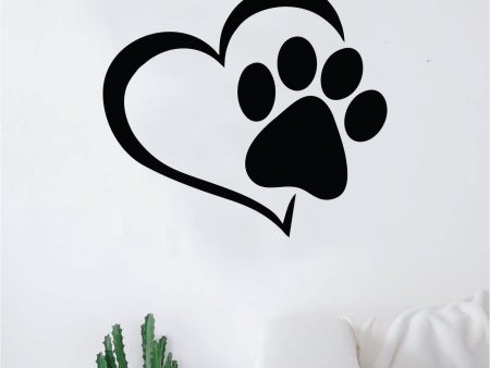 Dog Paw Heart V2 Decal Sticker Wall Vinyl Art Home Room Home Decor Animal Pet Teen Adopt Rescue Puppy Doggy Cute Love For Cheap