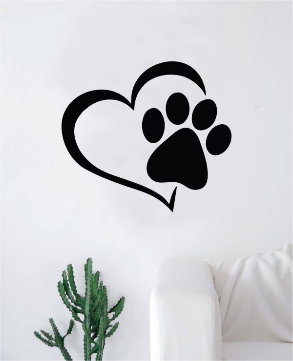 Dog Paw Heart V2 Decal Sticker Wall Vinyl Art Home Room Home Decor Animal Pet Teen Adopt Rescue Puppy Doggy Cute Love For Cheap