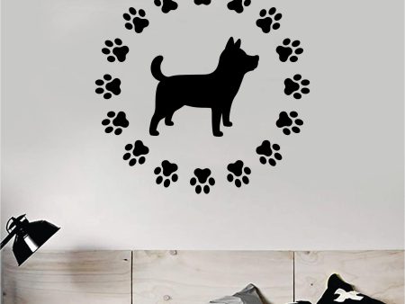 Dog Paw Circle V2 Decal Sticker Wall Vinyl Art Home Room Home Decor Animal Pet Vet Teen Adopt Rescue Puppy Doggy Cute Love on Sale