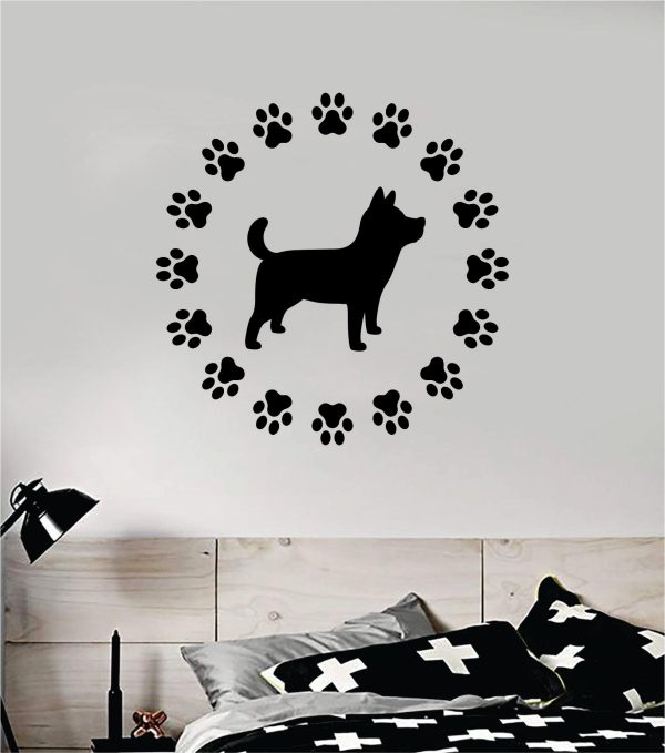 Dog Paw Circle V2 Decal Sticker Wall Vinyl Art Home Room Home Decor Animal Pet Vet Teen Adopt Rescue Puppy Doggy Cute Love on Sale