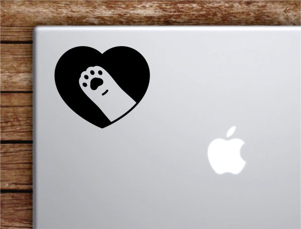 Cat Paw Heart Laptop Wall Decal Sticker Vinyl Art Quote Macbook Apple Decor Car Window Truck Kids Baby Teen Inspirational Girls Animals Kitten Cute Discount