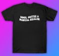 Dogs Coffee and Mental Health Tshirt Shirt T-Shirt Clothing Gift Men Girls Trendy Mom Cute Motivational Animals Dog Cat Rescue Hot on Sale