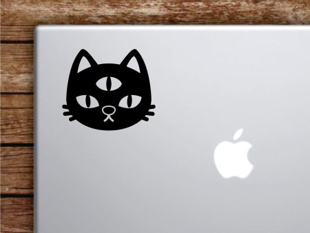 3 Eye Cat Laptop Wall Decal Sticker Vinyl Art Quote Macbook Apple Decor Car Window Truck Kids Baby Teen Inspirational Girls Animals Kitten Cute Trippy For Cheap