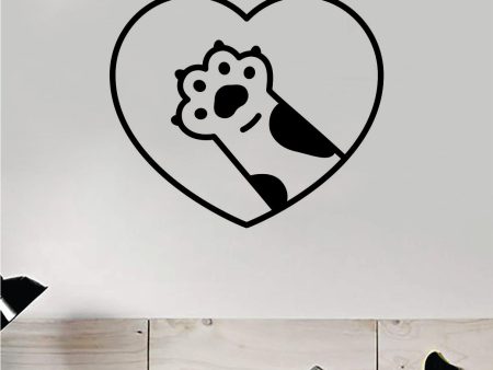 Cat Paw Heart V2 Wall Decal Sticker Room Decor Art Vinyl Animal Shelter Pet Rescue Vet Love Kitty Kitten Kids Girls Online