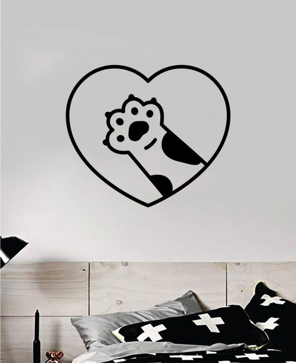 Cat Paw Heart V2 Wall Decal Sticker Room Decor Art Vinyl Animal Shelter Pet Rescue Vet Love Kitty Kitten Kids Girls Online