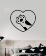 Cat Paw Heart V2 Wall Decal Sticker Room Decor Art Vinyl Animal Shelter Pet Rescue Vet Love Kitty Kitten Kids Girls Online