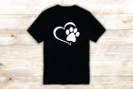 Paw Print Heart T-Shirt Tee Shirt Vinyl Heat Press Custom Inspirational Quote Teen Animals Dog Cat Puppy Kitten Rescue Pets Cheap