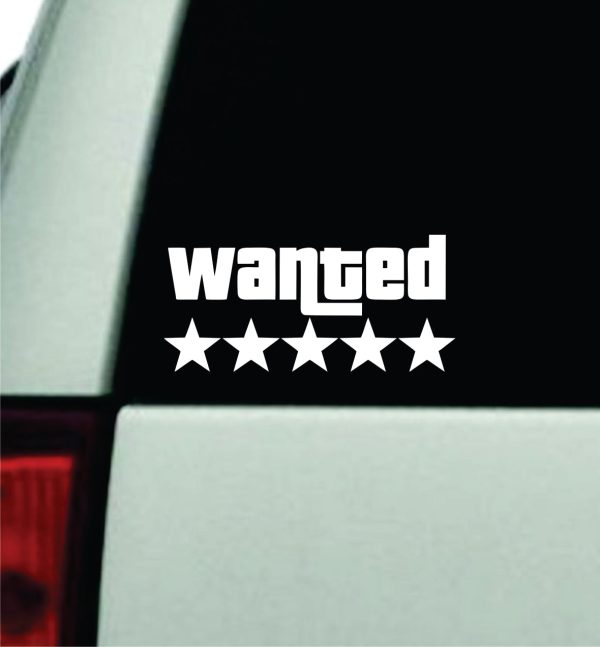 Wanted Five Stars Car Decal Truck Window Windshield Rearview JDM Bumper Sticker Vinyl Quote Boy Girls Funny Mom Milf Trendy Cute Aesthetic Racing Gamer Gaming Men Online now