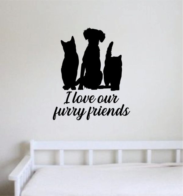 Furry Friends Wall Decal Sticker Room Decor Art Vinyl Cat Dog Animal Shelter Pet Rescue Vet Paw Print Love Puppy Kitty Discount