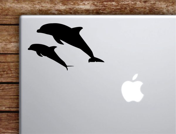 Dolphins Laptop Wall Decal Sticker Vinyl Art Quote Macbook Decor Car Window Truck Kids Baby Teen Inspirational Girls Animals Ocean Beach For Sale