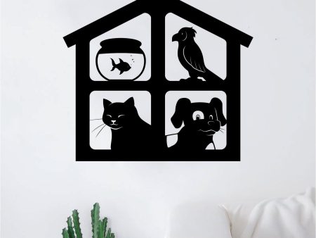 Pet House Fish Bird Cat Dog Wall Decal Sticker Vinyl Art Bedroom Room Home Decor Quote Inspirational Animals Vet Adopt Shelter Nursery Kids For Sale