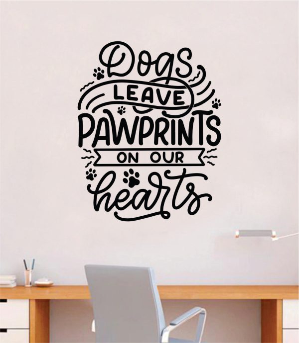 Dogs Paw Prints Hearts Wall Decal Decor Art Sticker Vinyl Room Bedroom Home Funny Teen Baby Girl Boy Animals Cute Puppy Vet Adopt Rescue Online Hot Sale