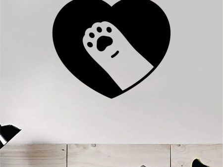 Cat Paw Heart Wall Decal Sticker Room Decor Art Vinyl Animal Shelter Pet Rescue Vet Love Kitty Kitten Kids Girls Cheap