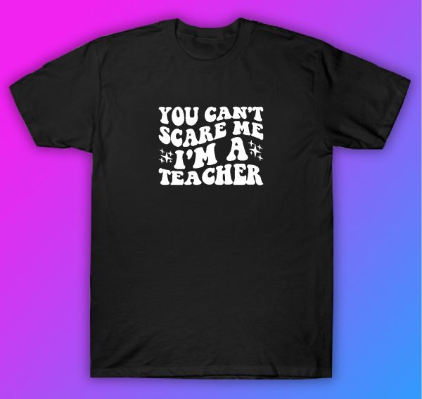 You Can t Scare Me I m A Teacher Tshirt Shirt T-Shirt Clothing Gift Men Girls Trendy School Motivational Online