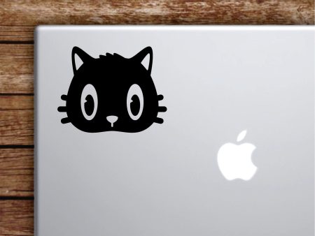 Cat Face V3 Laptop Wall Decal Sticker Vinyl Art Quote Macbook Apple Decor Car Window Truck Kids Baby Teen Inspirational Girls Animals Kitten Cute Sale