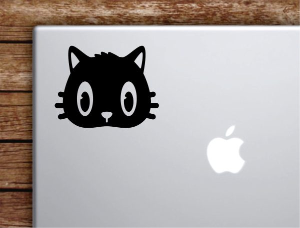 Cat Face V3 Laptop Wall Decal Sticker Vinyl Art Quote Macbook Apple Decor Car Window Truck Kids Baby Teen Inspirational Girls Animals Kitten Cute Sale