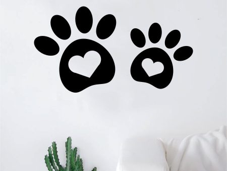 2 Dog Paw Print Hearts Decal Sticker Wall Vinyl Art Home Decor Teen Doggy Puppy Vet Adopt Cheap