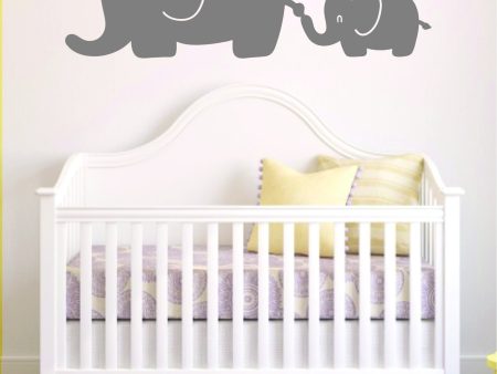 2 Elephants Wall Decal Sticker Room Art Vinyl Beautiful Animal Baby Nursery Safari Teen Kids Supply