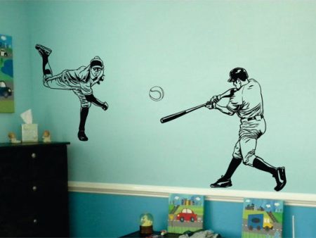 2 Baseball Players Sports Decal Sticker Wall Vinyl Hot on Sale