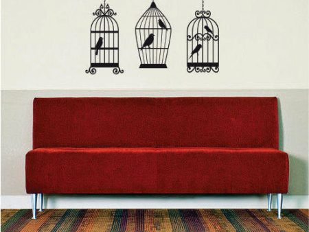 3 Birdcages Design Animal Decal Sticker Wall Vinyl Decor Art on Sale