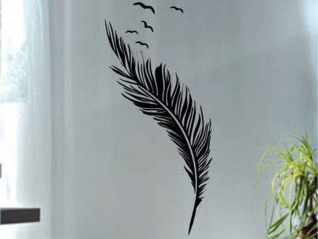 Feather with Birds Design Animal Decal Sticker Wall Vinyl Decor Art Hot on Sale