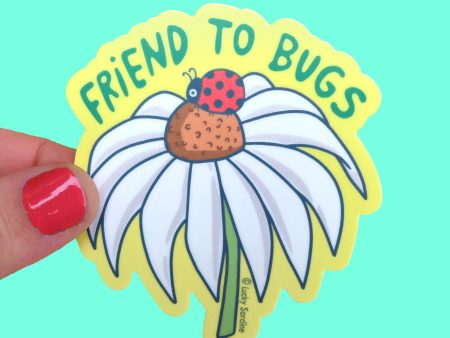 Friend To Bugs, Lady Bug Daisy Vinyl Sticker Cheap