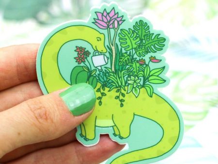 Leafy Brontosaurus Vinyl Sticker For Sale