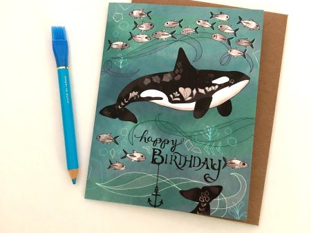 Orca Killer Whales Birthday card on Sale