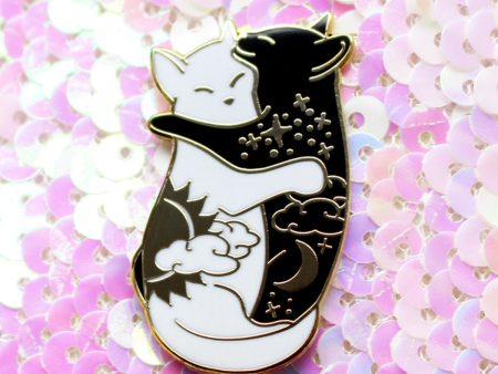 Day and Night Hugging Cats Enamel Pin Online Hot Sale