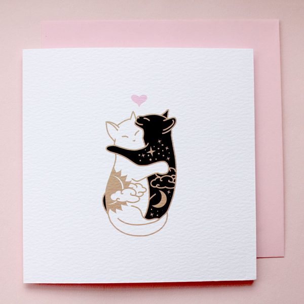 Day & Night Hugging Cats Card Hot on Sale