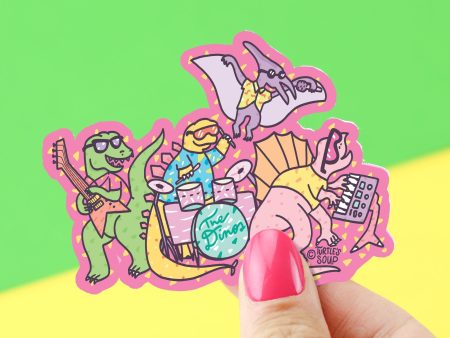 The Dinos Rock Band Dinosaur Vinyl Sticker Online now