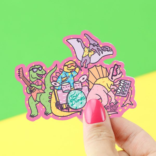 The Dinos Rock Band Dinosaur Vinyl Sticker Online now