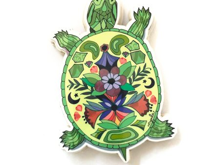 Floral Box Turtle Vinyl Sticker Online now