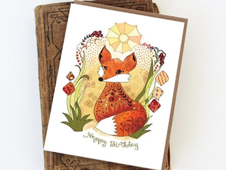 Sun Fox Birthday card Sale