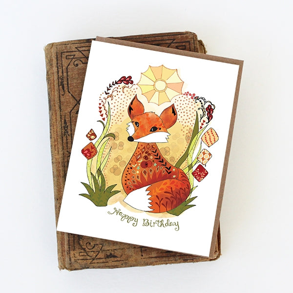 Sun Fox Birthday card Sale