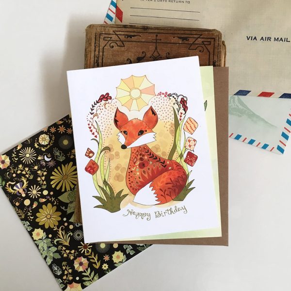 Sun Fox Birthday card Sale