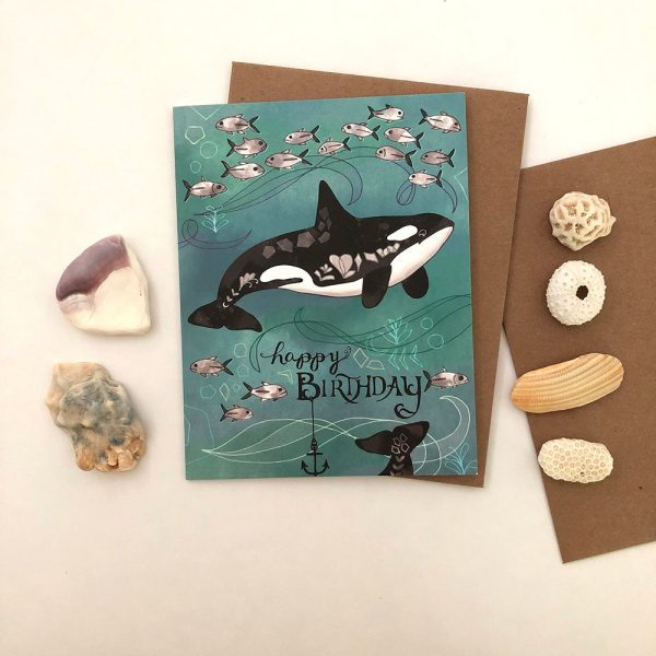 Orca Killer Whales Birthday card on Sale