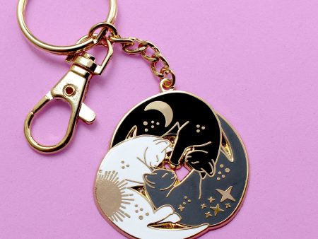 Trio of Sleeping Cats Keychain For Sale