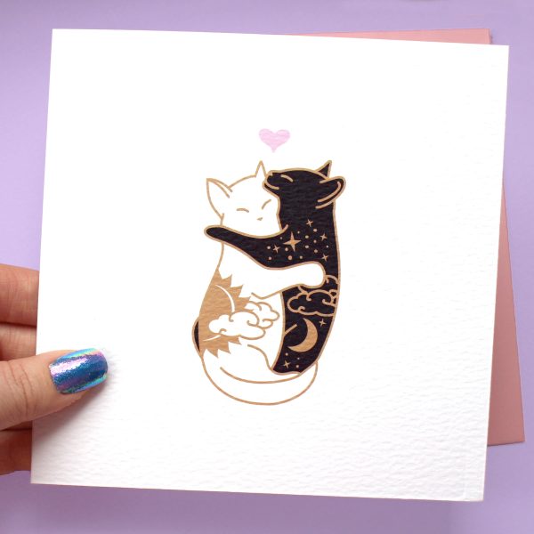 Day & Night Hugging Cats Card Hot on Sale